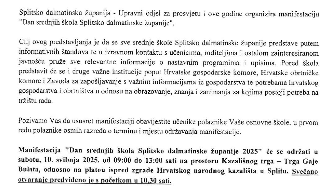 DAN SREDNJIH ŠKOLA SPLITSKO-DALMATINSKE ŽUPANIJE